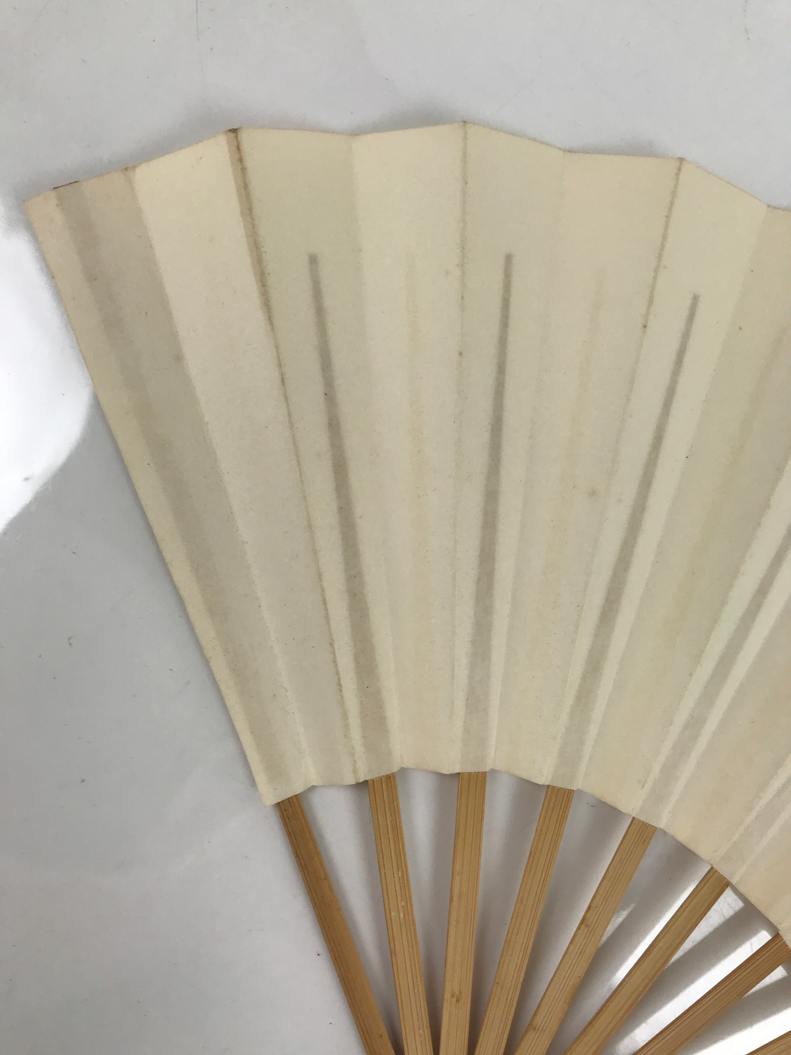 Japanese Folding Fan Sensu Vtg Bamboo Frame Simple Blank White 4D795