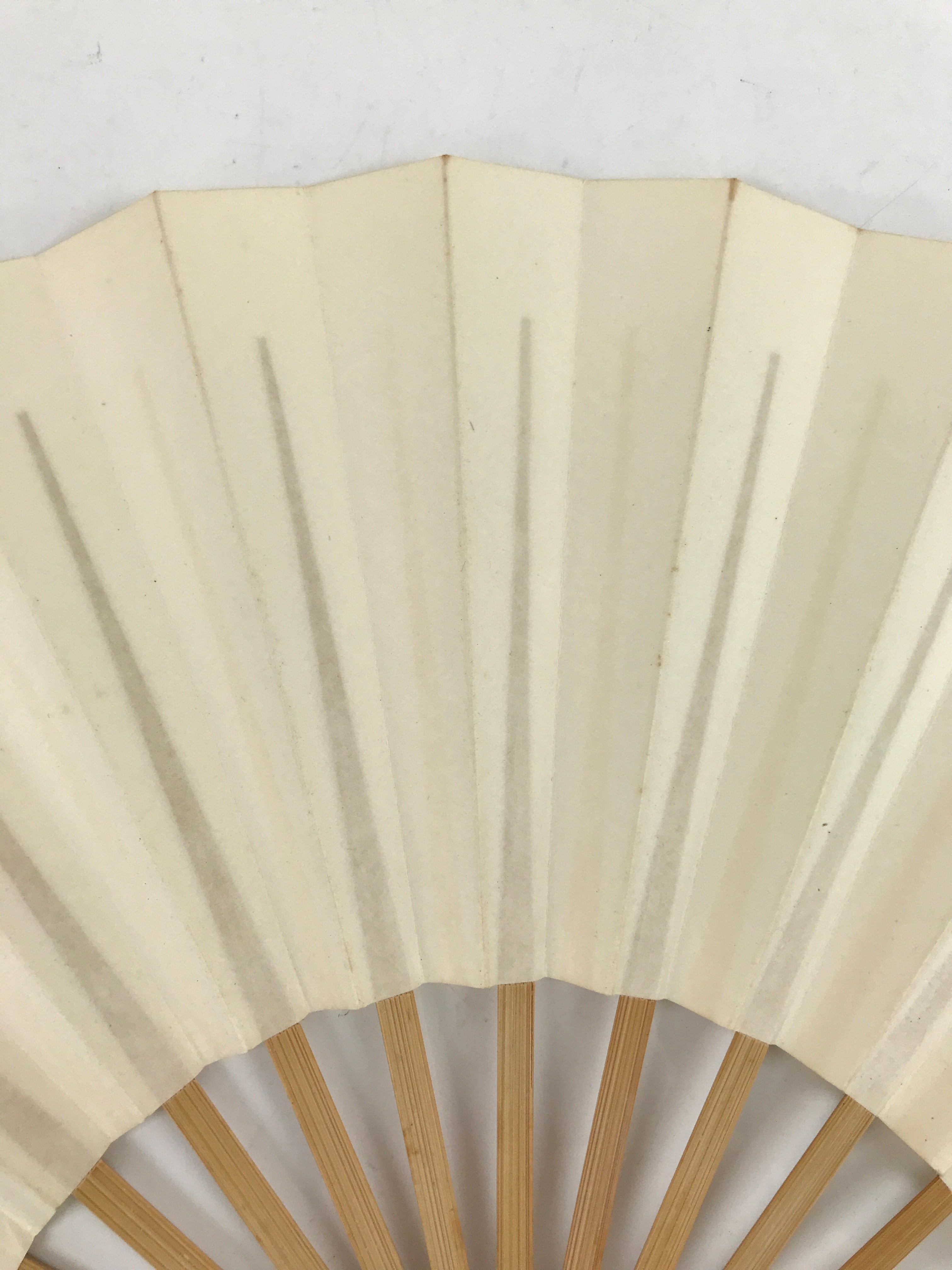 Japanese Folding Fan Sensu Vtg Bamboo Frame Simple Blank White 4D795
