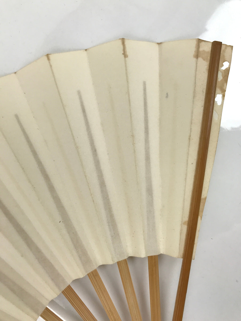 Japanese Folding Fan Sensu Vtg Bamboo Frame Simple Blank White 4D795