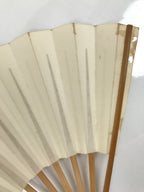 Japanese Folding Fan Sensu Vtg Bamboo Frame Simple Blank White 4D795