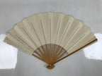 Japanese Folding Fan Sensu Vtg Bamboo Frame Simple Blank White 4D795