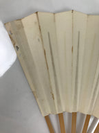 Japanese Folding Fan Sensu Vtg Bamboo Frame Simple Blank White 4D795