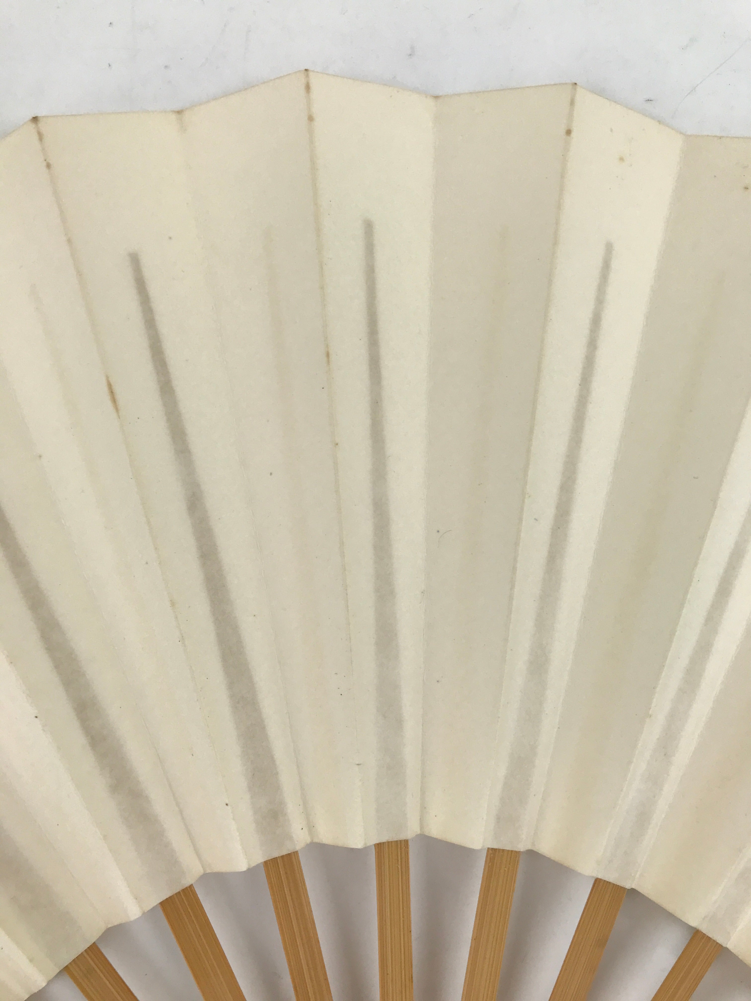 Japanese Folding Fan Sensu Vtg Bamboo Frame Simple Blank White 4D795