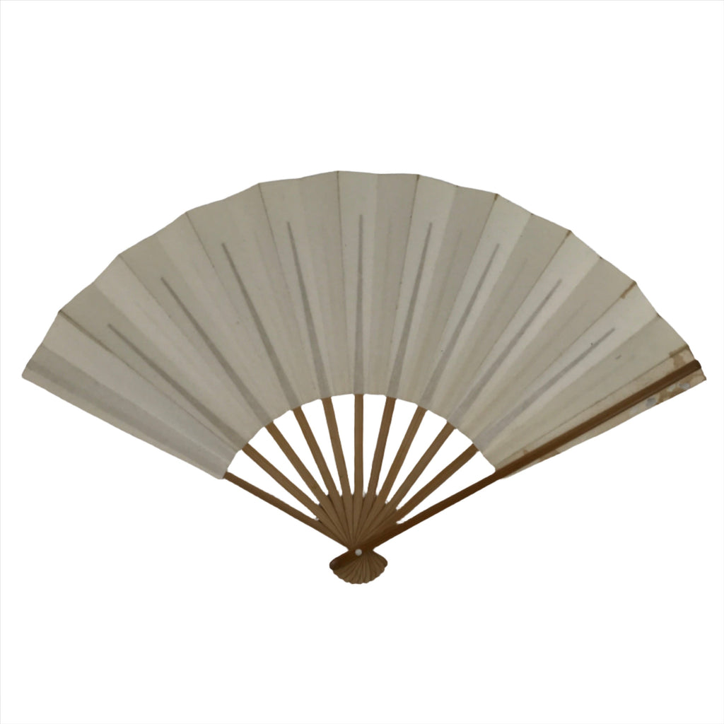 Japanese Folding Fan Sensu Vtg Bamboo Frame Simple Blank White 4D795