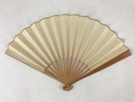 Japanese Folding Fan Sensu Vtg Bamboo Frame Simple Blank White Gold Border 4D760