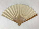 Japanese Folding Fan Sensu Vtg Bamboo Frame Simple Blank White Gold Border 4D760