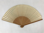 Japanese Folding Fan Sensu Vtg Bamboo Frame Simple Blue Wave Silver Beige 4D748