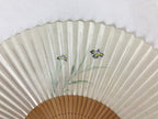 Japanese Folding Fan Sensu Vtg Bamboo Frame Small Iris Ayame Purple 4D741