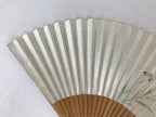 Japanese Folding Fan Sensu Vtg Bamboo Frame Small Iris Ayame Purple 4D741