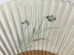 Japanese Folding Fan Sensu Vtg Bamboo Frame Small Iris Ayame Purple 4D741