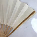 Japanese Folding Fan Sensu Vtg Bamboo Frame Small Simple Blank White 4D831