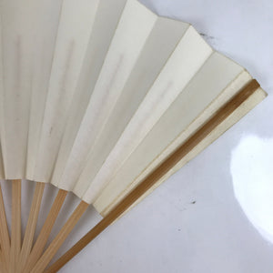 Japanese Folding Fan Sensu Vtg Bamboo Frame Small Simple Blank White 4D831