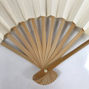 Japanese Folding Fan Sensu Vtg Bamboo Frame Small Simple Blank White 4D831