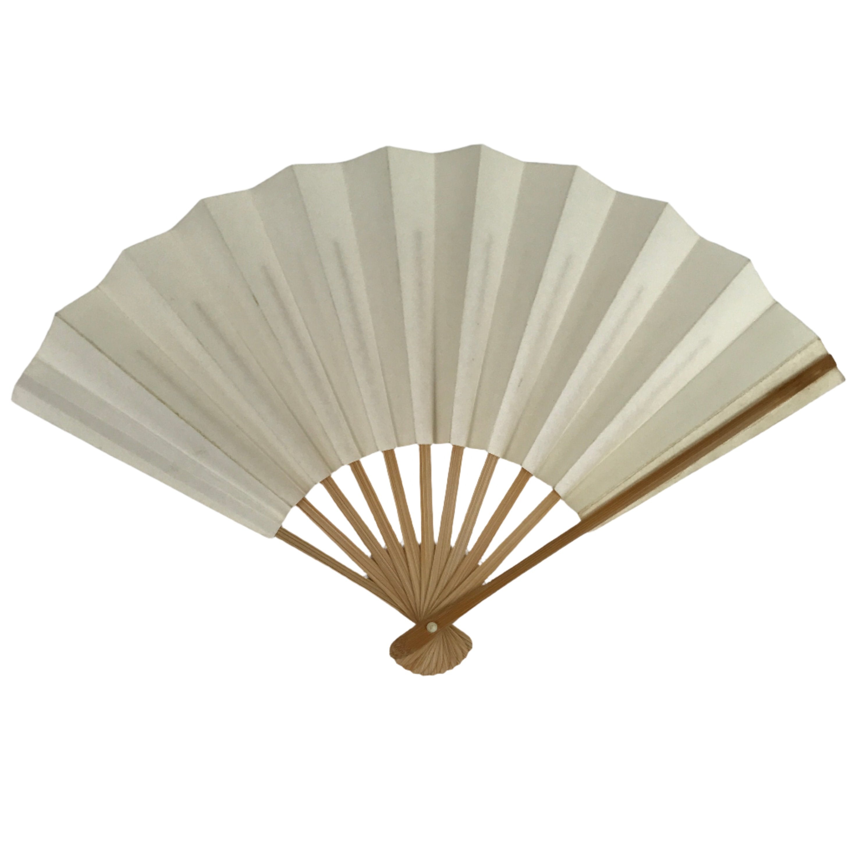 Japanese Folding Fan Sensu Vtg Bamboo Frame Small Simple Blank White 4D831