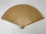 Japanese Folding Fan Sensu Vtg Bamboo Frame Solid Yellow Color Simple 4D752