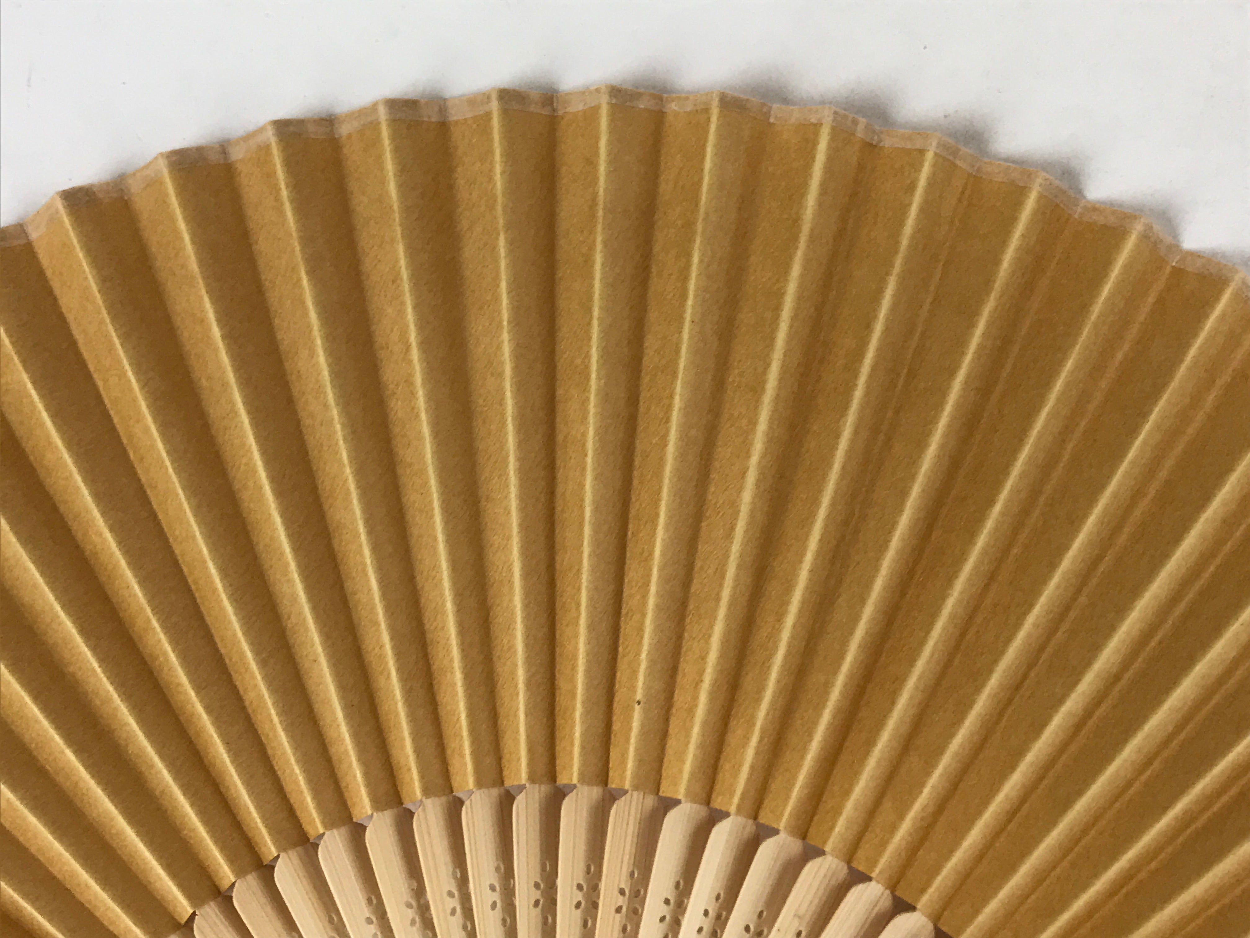 Japanese Folding Fan Sensu Vtg Bamboo Frame Solid Yellow Color Simple 4D752