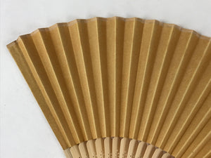 Japanese Folding Fan Sensu Vtg Bamboo Frame Solid Yellow Color Simple 4D752