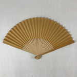 Japanese Folding Fan Sensu Vtg Bamboo Frame Solid Yellow Color Simple 4D752