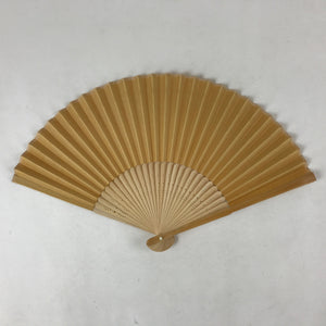 Japanese Folding Fan Sensu Vtg Bamboo Frame Solid Yellow Color Simple 4D752