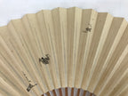 Japanese Folding Fan Sensu Vtg Bamboo Frame Subtle Insect Design Beige 4D798