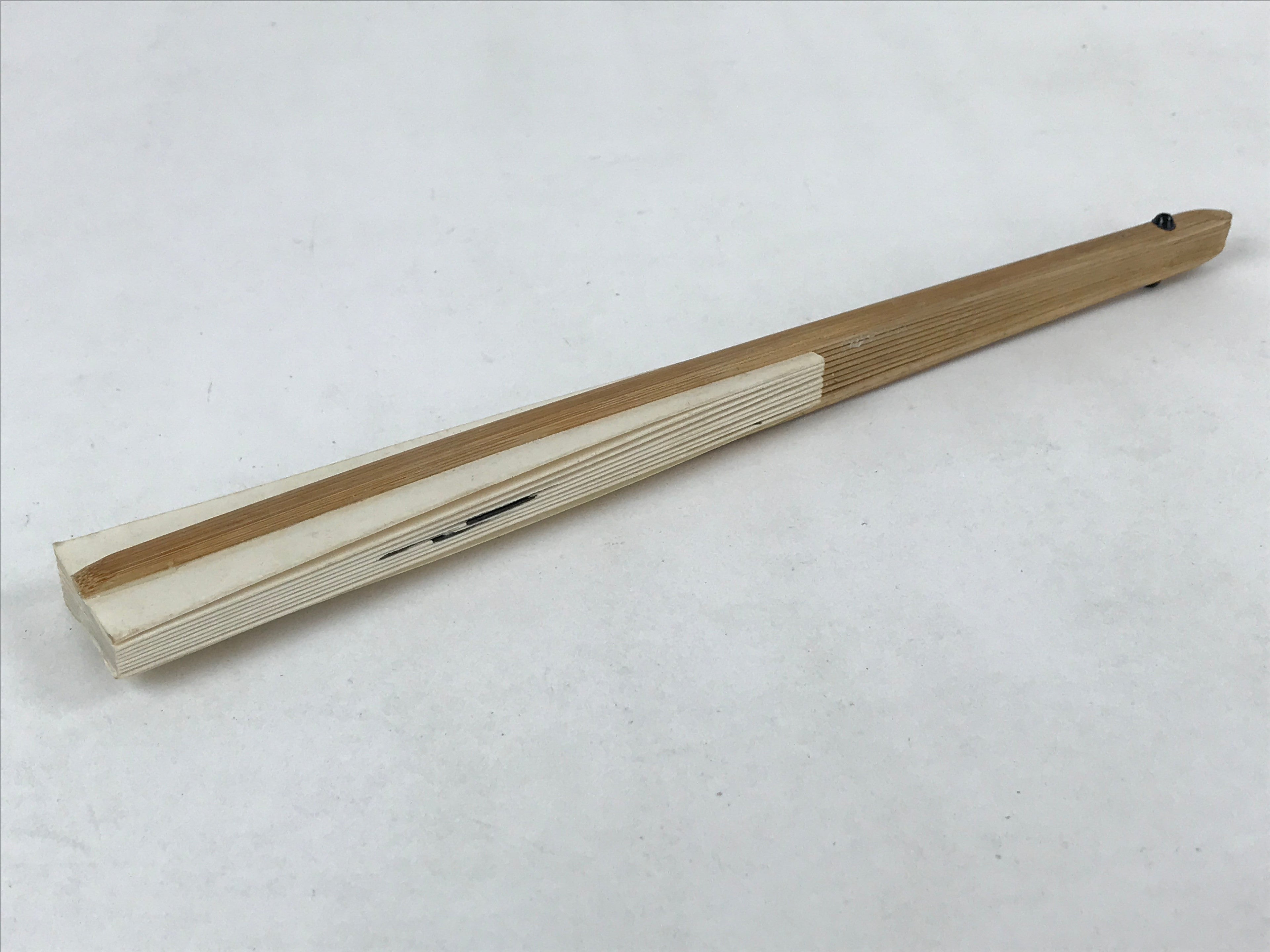 Japanese Folding Fan Sensu Vtg Bamboo Frame White Black Calligraphy W/ Box 4D703