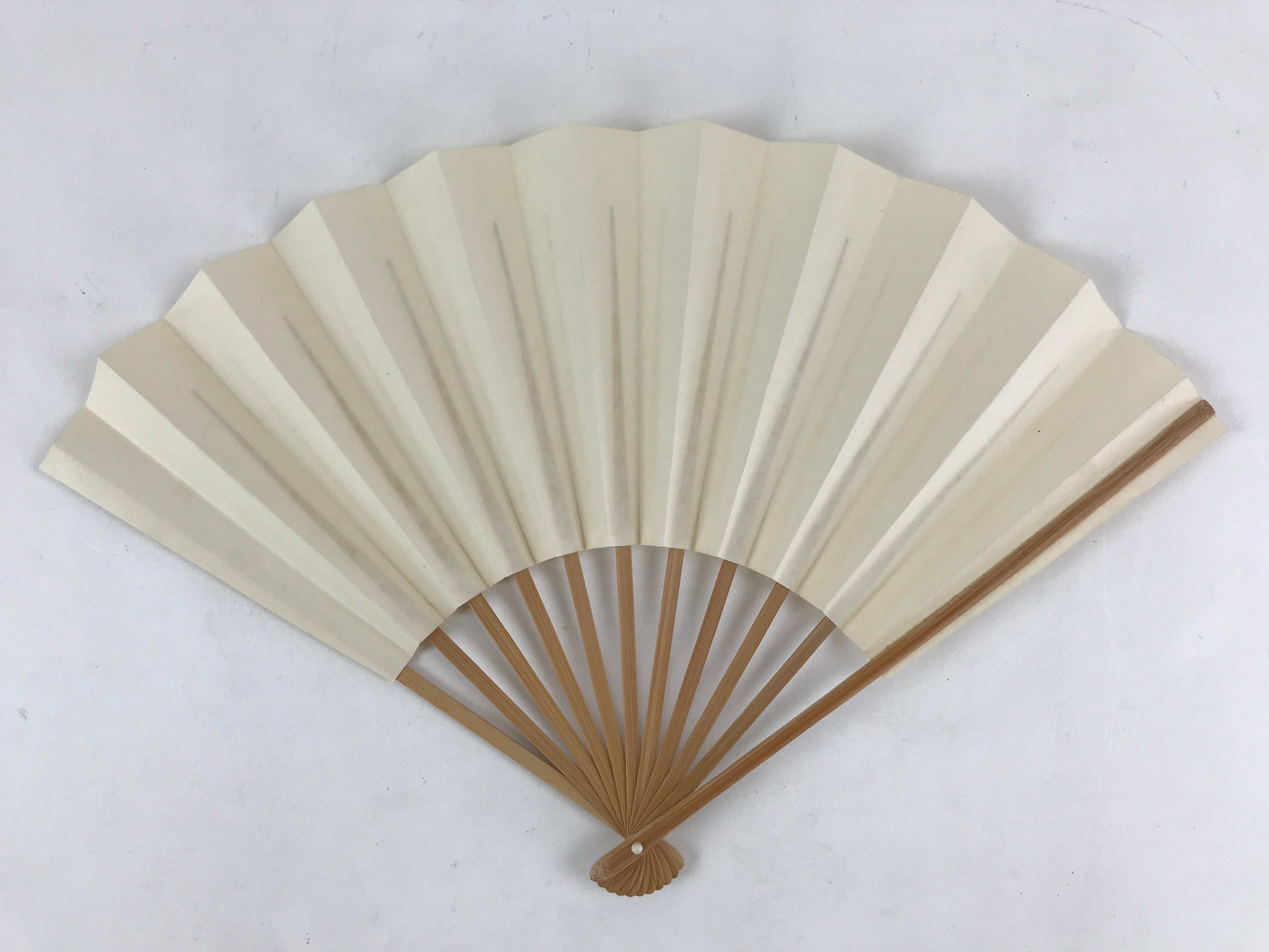 Japanese Folding Fan Sensu Vtg Bamboo Frame White Plain No Writing Simple 4D644