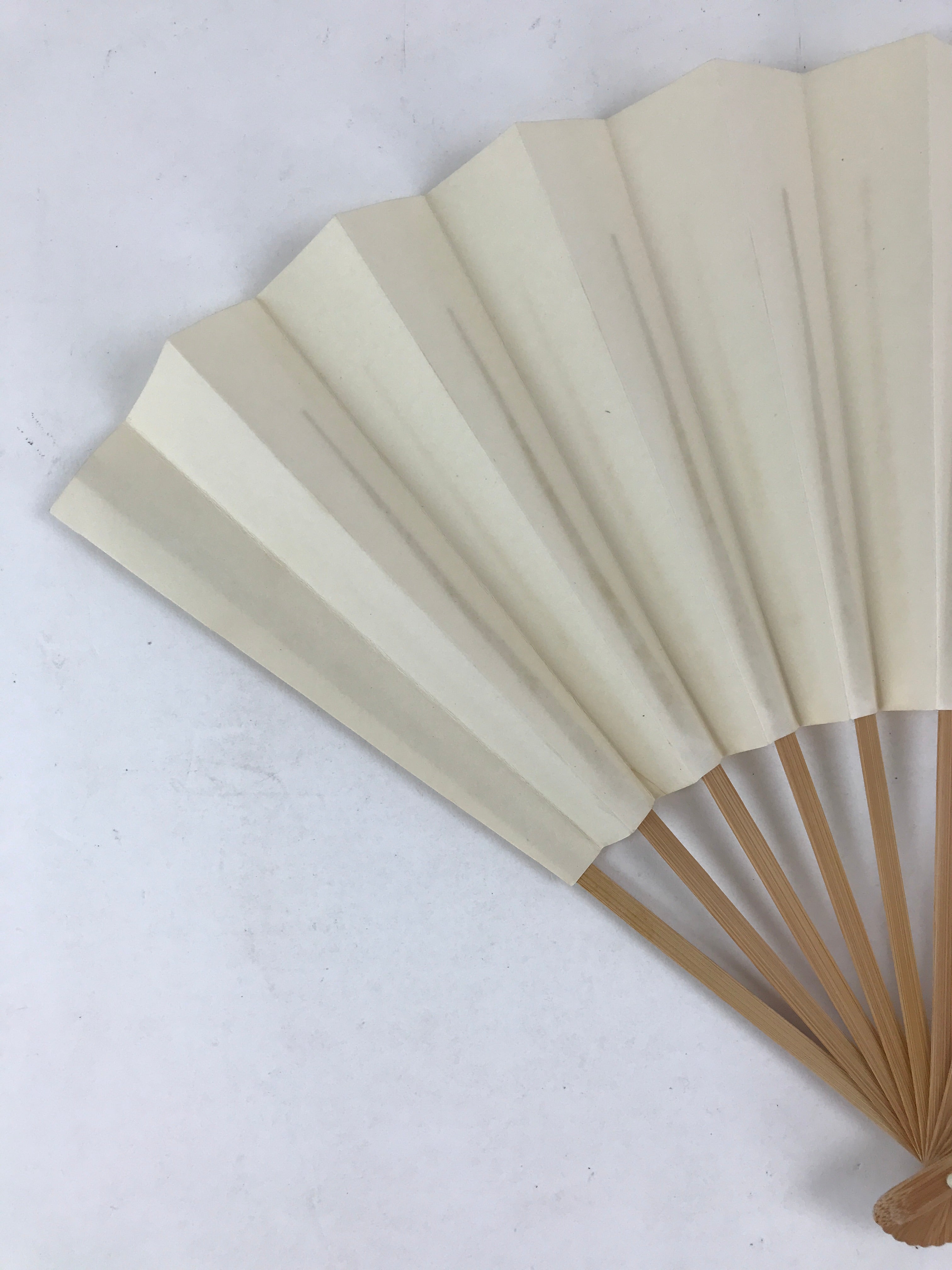 Japanese Folding Fan Sensu Vtg Bamboo Frame White Plain No Writing Simple 4D644