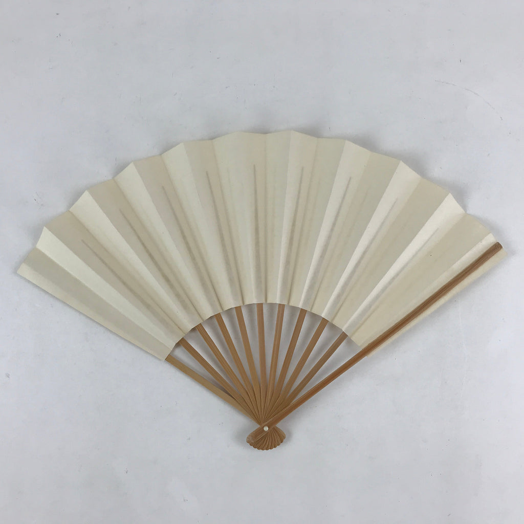 Japanese Folding Fan Sensu Vtg Bamboo Frame White Plain No Writing Simple 4D644