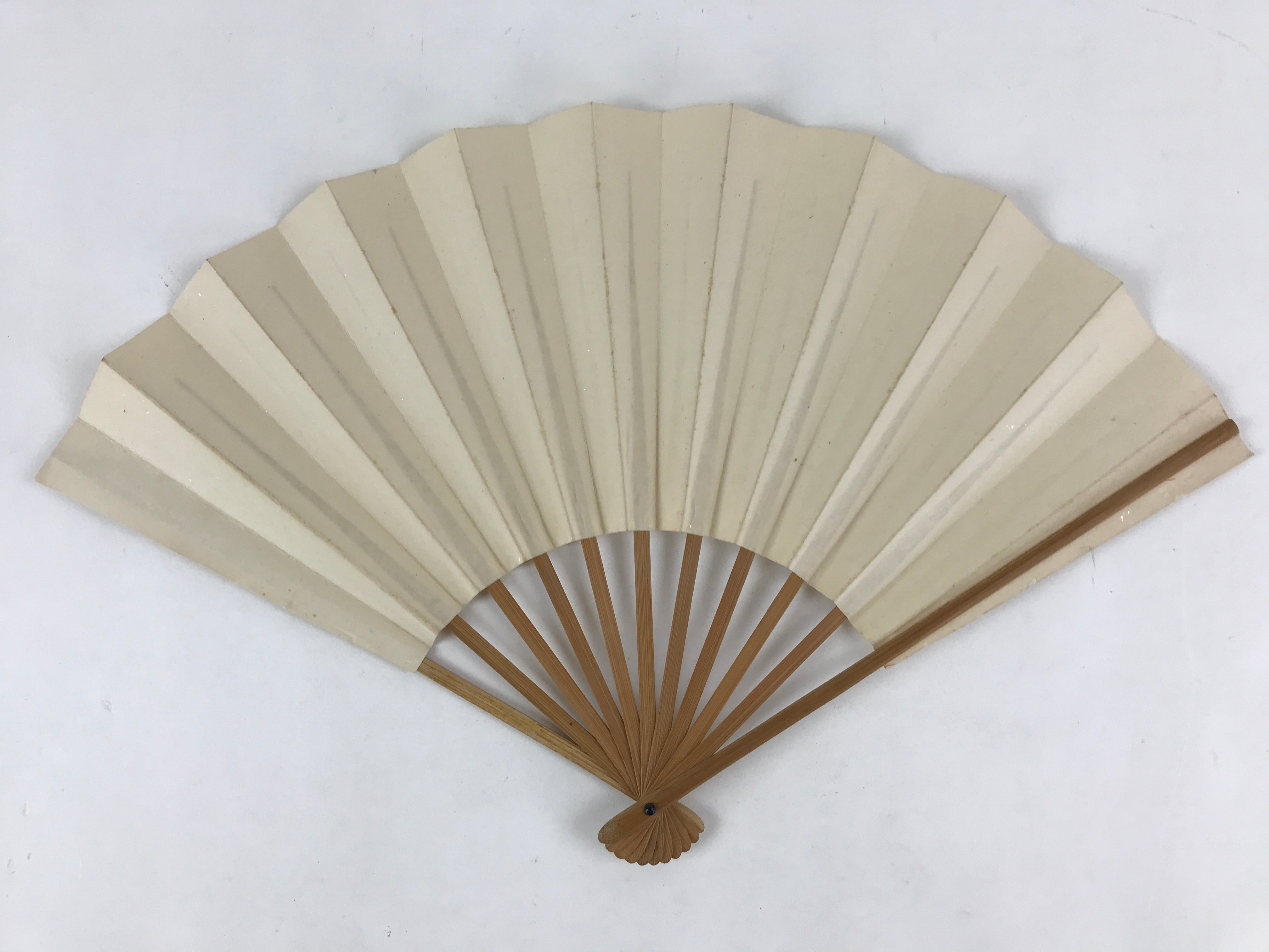 Japanese Folding Fan Sensu Vtg Bamboo Frame White Plain No Writing Simple 4D650