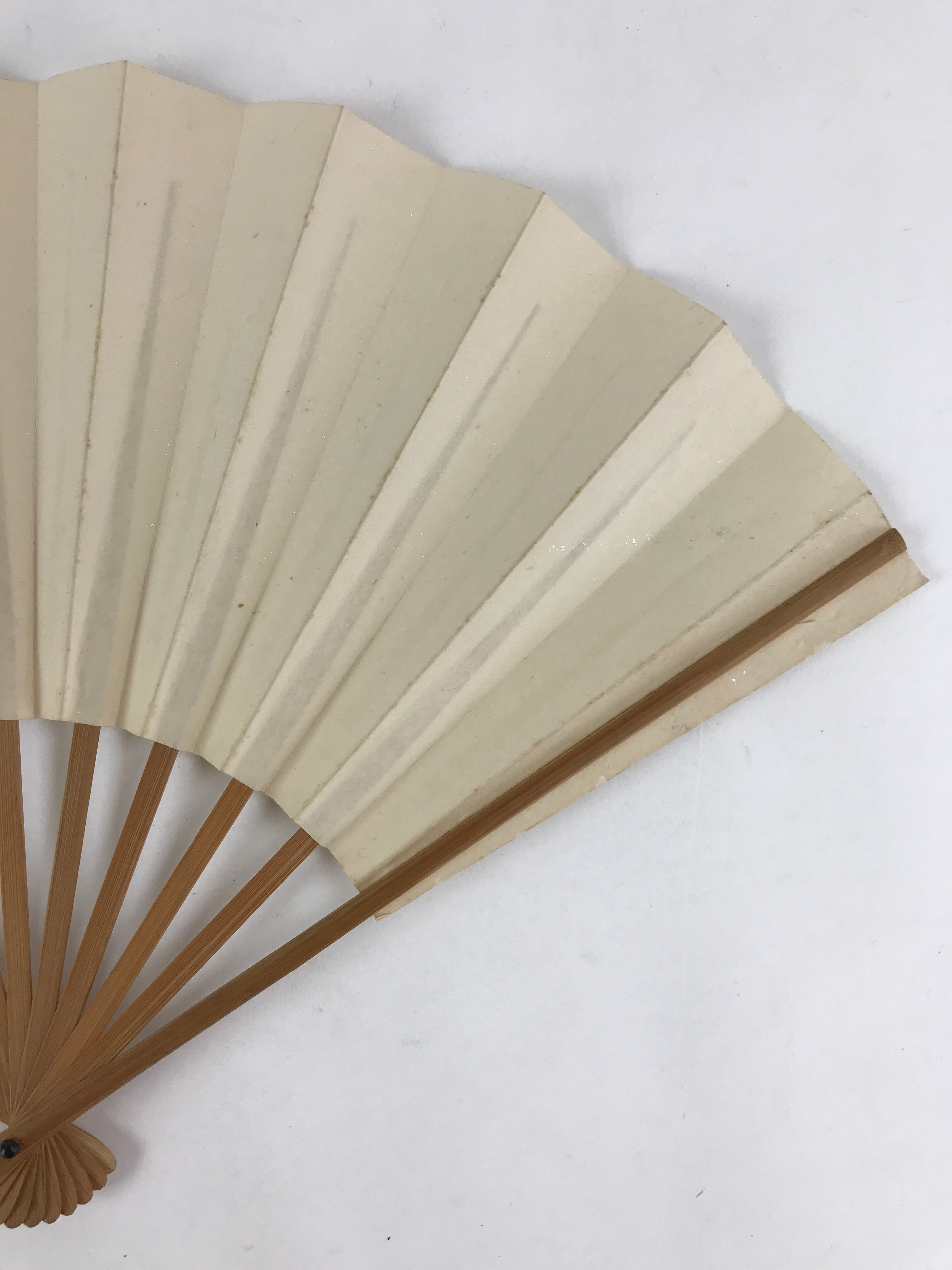 Japanese Folding Fan Sensu Vtg Bamboo Frame White Plain No Writing Simple 4D650