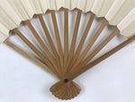 Japanese Folding Fan Sensu Vtg Bamboo Frame White Plain No Writing Simple 4D650