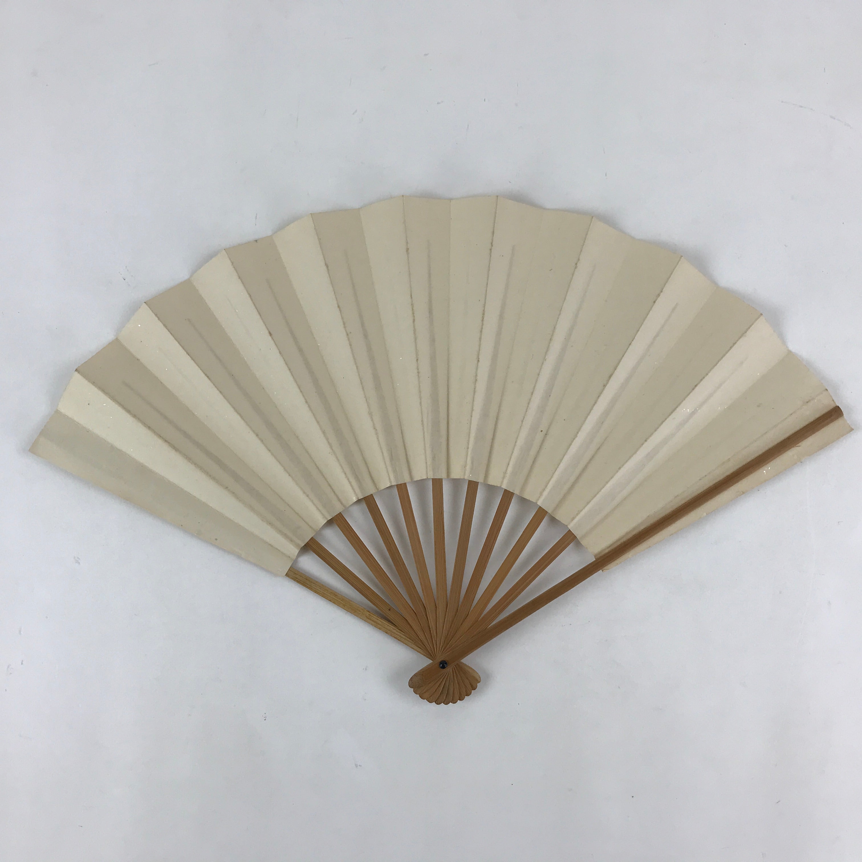 Japanese Folding Fan Sensu Vtg Bamboo Frame White Plain No Writing Simple 4D650