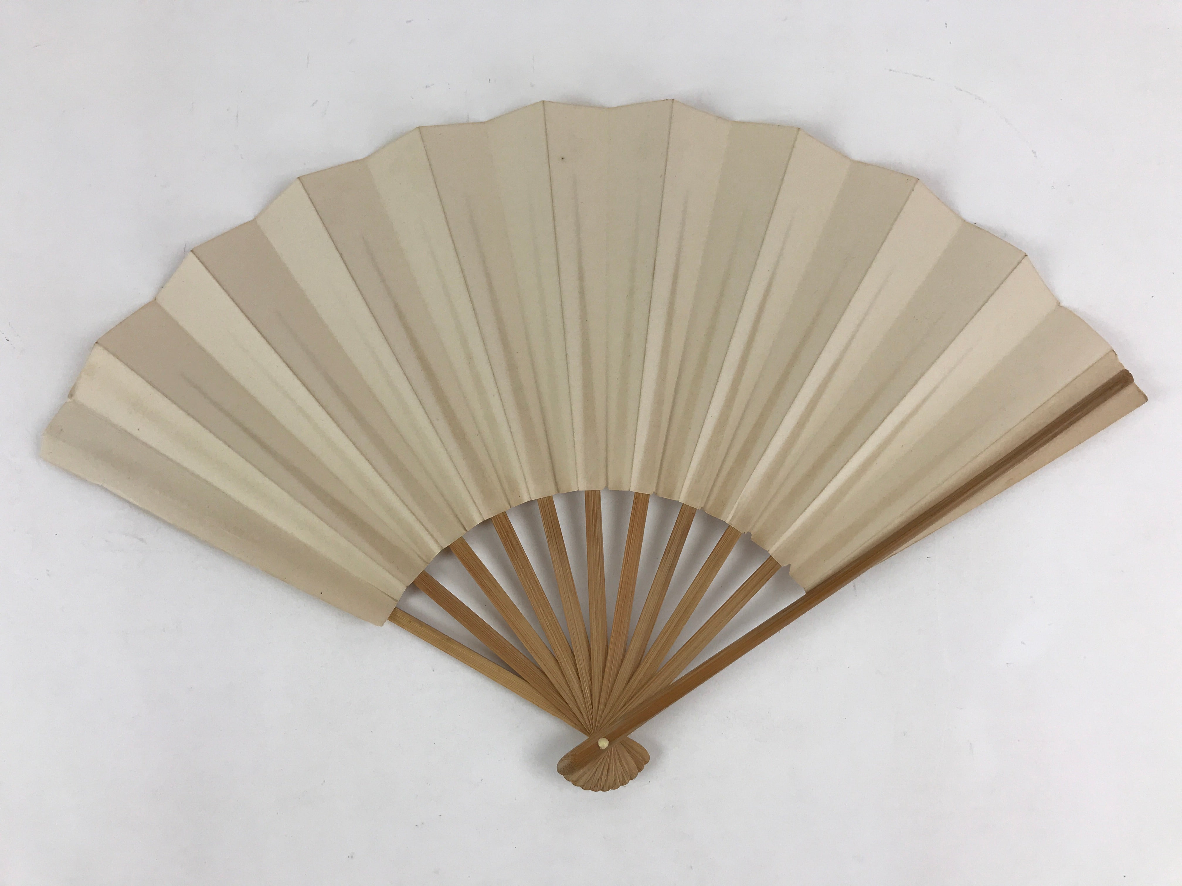 Japanese Folding Fan Sensu Vtg Bamboo Frame White Plain No Writing Simple 4D655