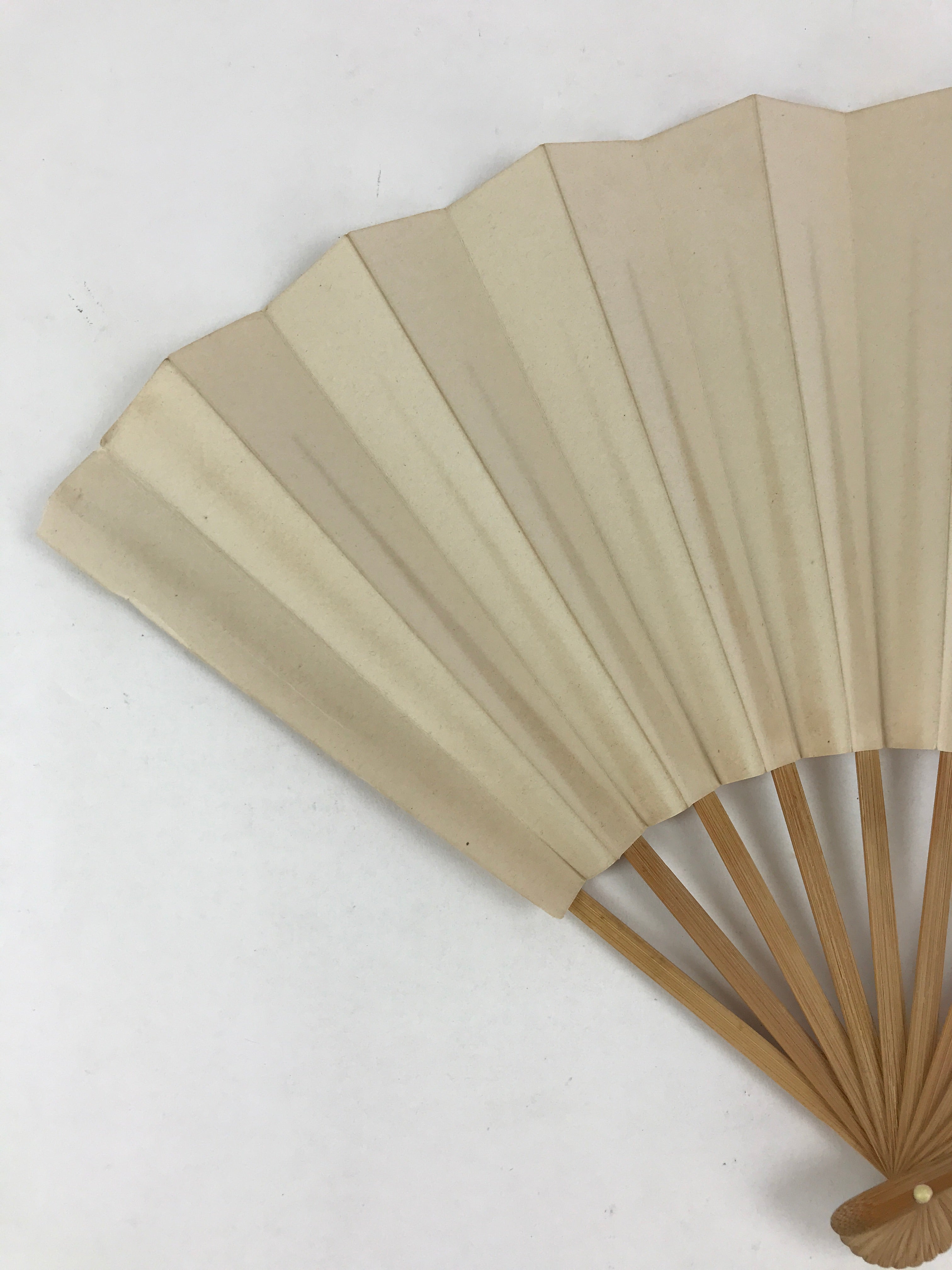 Japanese Folding Fan Sensu Vtg Bamboo Frame White Plain No Writing Simple 4D655