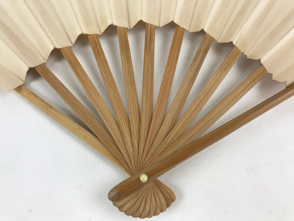 Japanese Folding Fan Sensu Vtg Bamboo Frame White Plain No Writing Simple 4D655