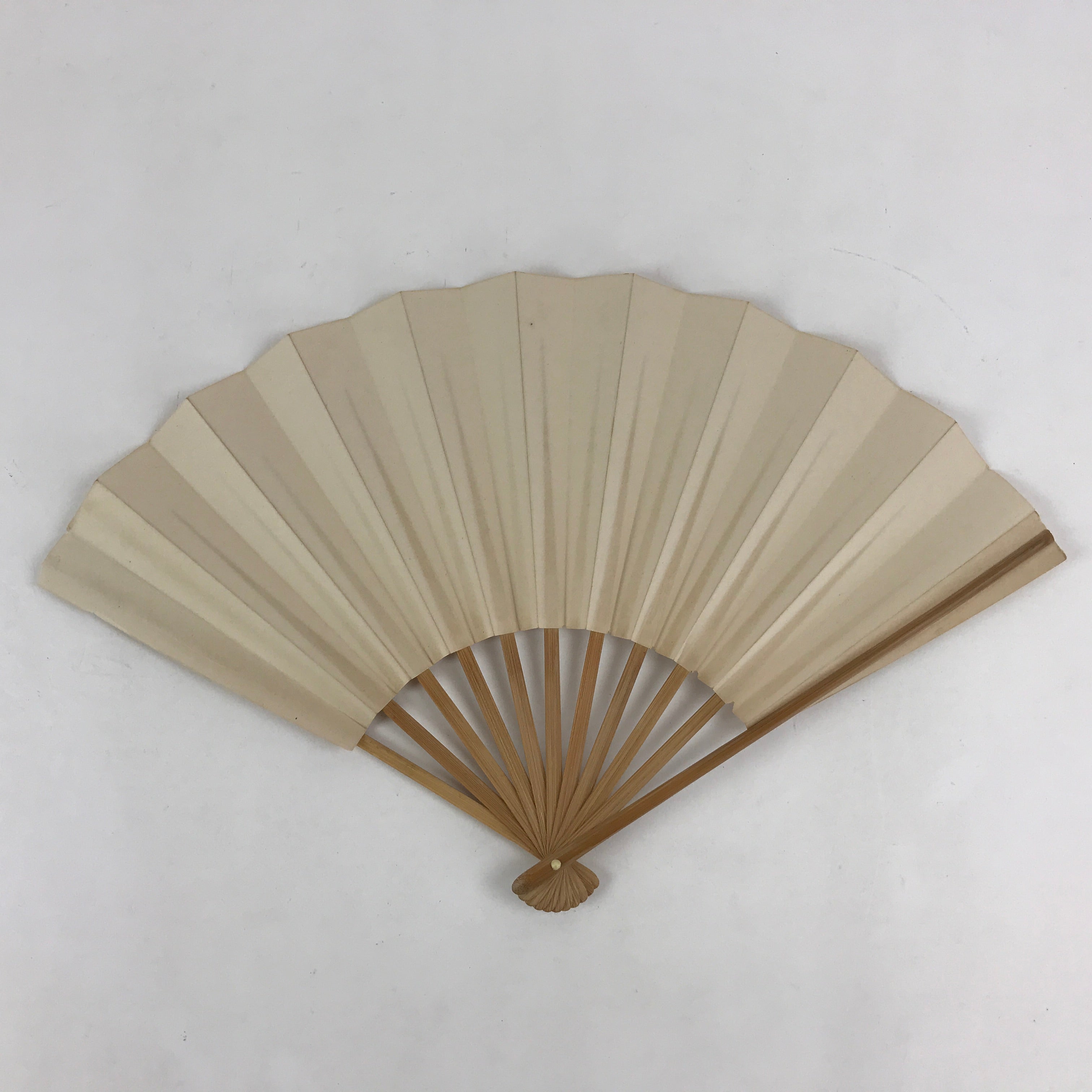 Japanese Folding Fan Sensu Vtg Bamboo Frame White Plain No Writing Simple 4D655