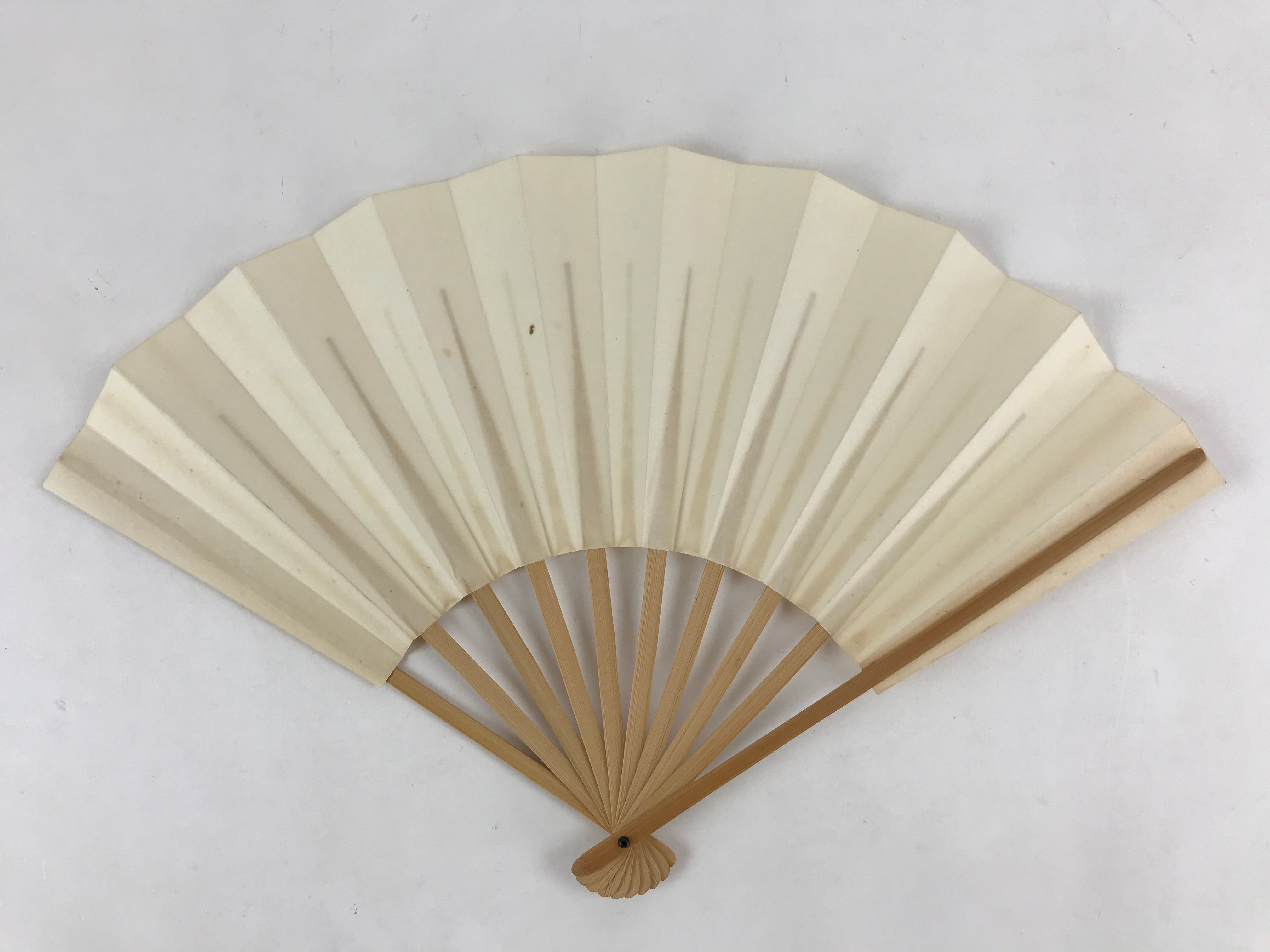 Japanese Folding Fan Sensu Vtg Bamboo Frame White Plain No Writing Simple 4D662