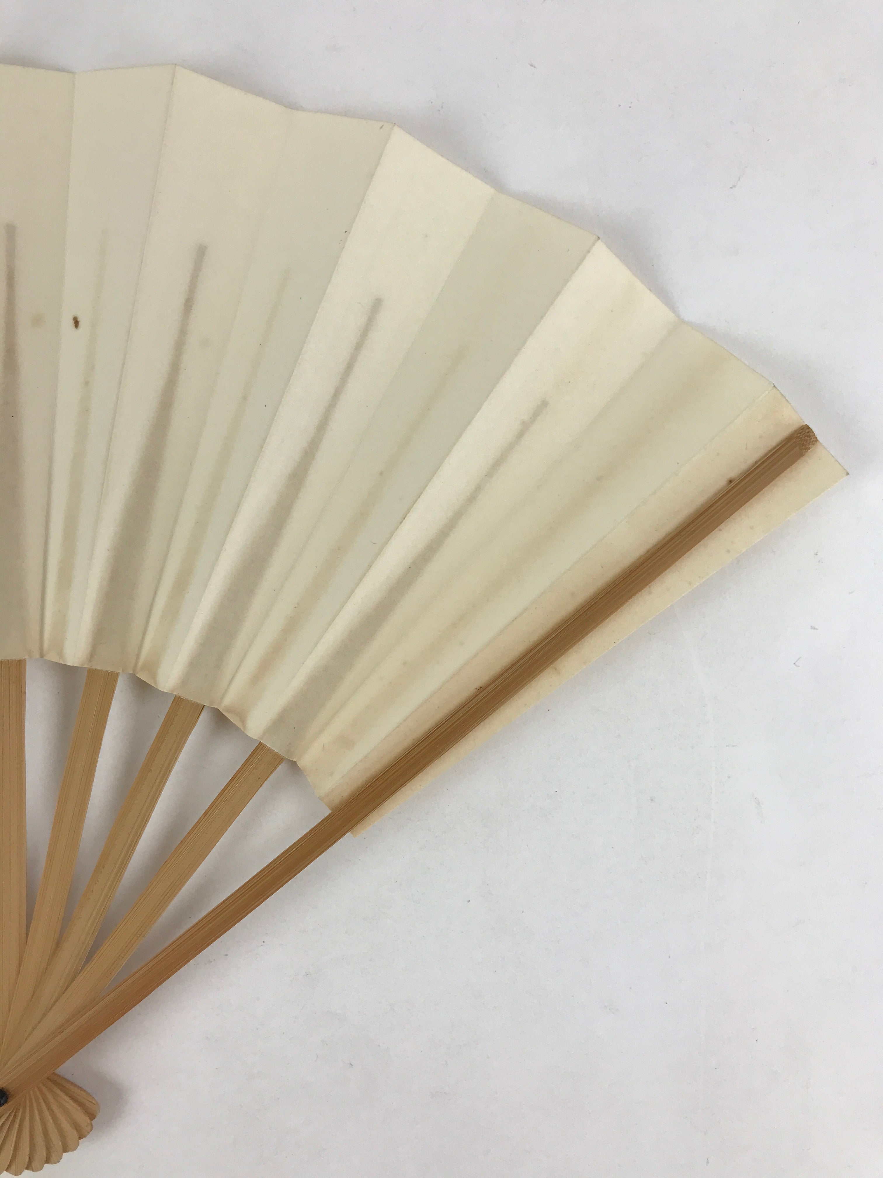 Japanese Folding Fan Sensu Vtg Bamboo Frame White Plain No Writing Simple 4D662