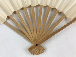 Japanese Folding Fan Sensu Vtg Bamboo Frame White Plain No Writing Simple 4D662