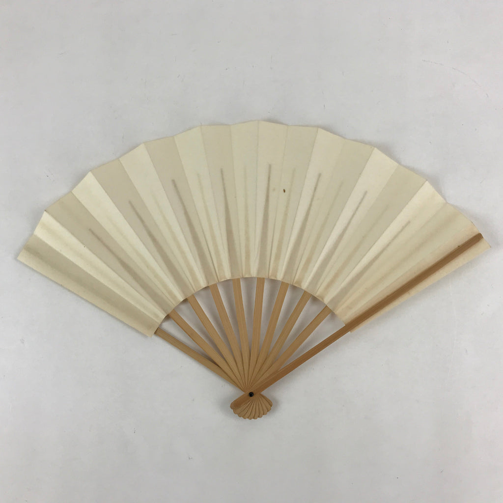 Japanese Folding Fan Sensu Vtg Bamboo Frame White Plain No Writing Simple 4D662