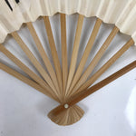 Japanese Folding Fan Sensu Vtg Bamboo Frame White Simple Black Cat Writing 4D804