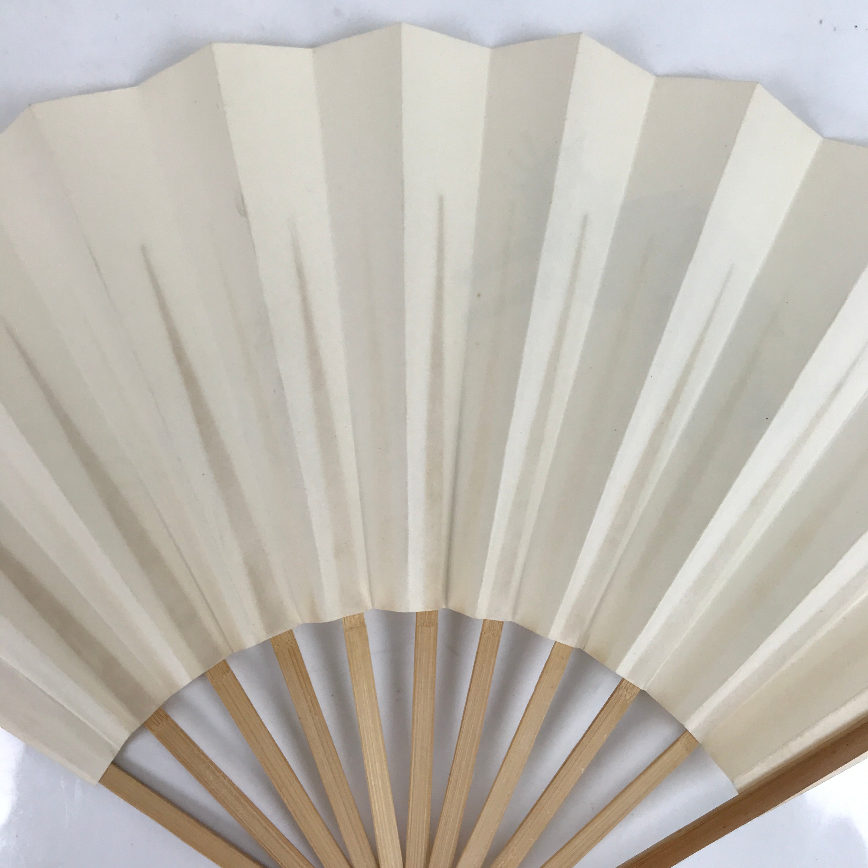 Japanese Folding Fan Sensu Vtg Bamboo Frame White Simple Black Cat Writing 4D804