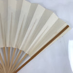 Japanese Folding Fan Sensu Vtg Bamboo Frame White Simple Black Cat Writing 4D804