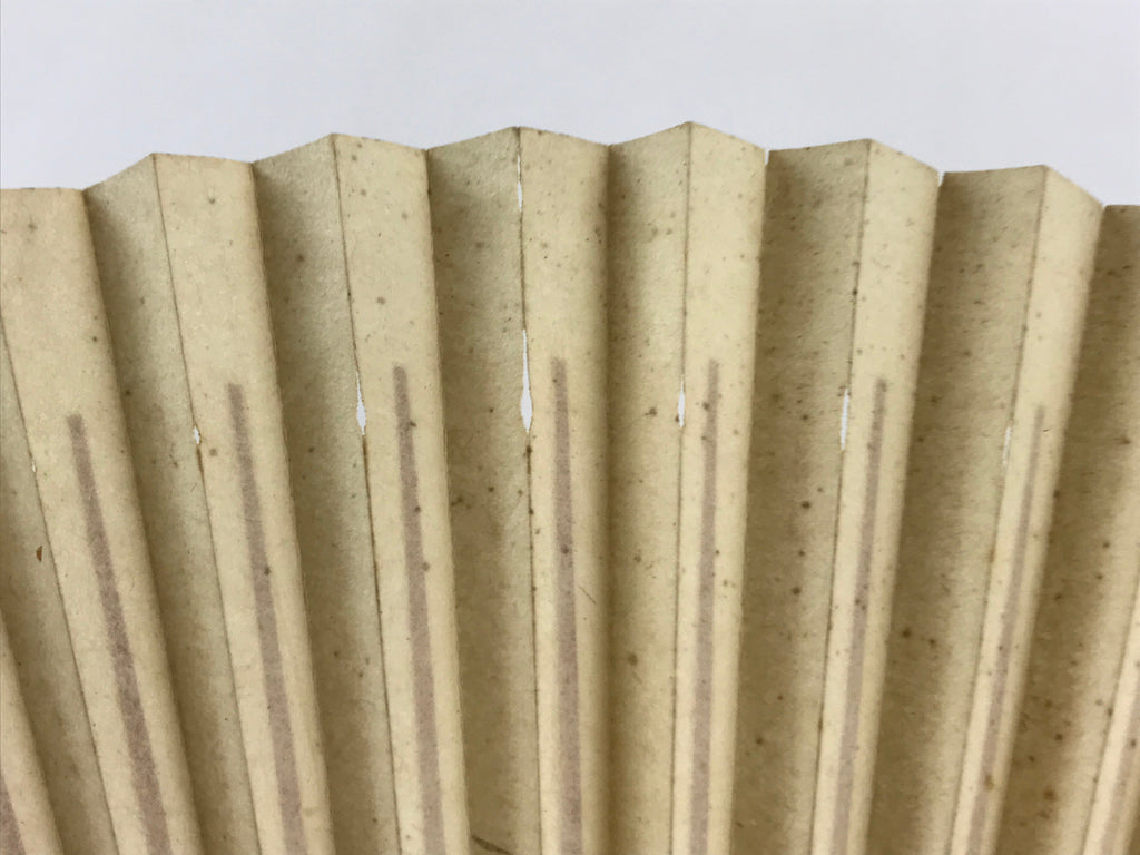 Japanese Folding Fan Sensu Vtg Bamboo Yacht Kanji Characters Cream Seal 4D665