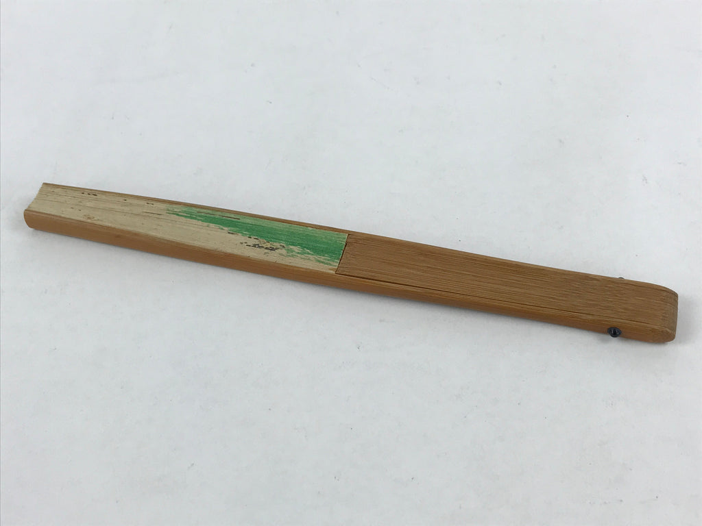 Japanese Folding Fan Sensu Vtg Bamboo Yacht Kanji Characters Cream Seal 4D665