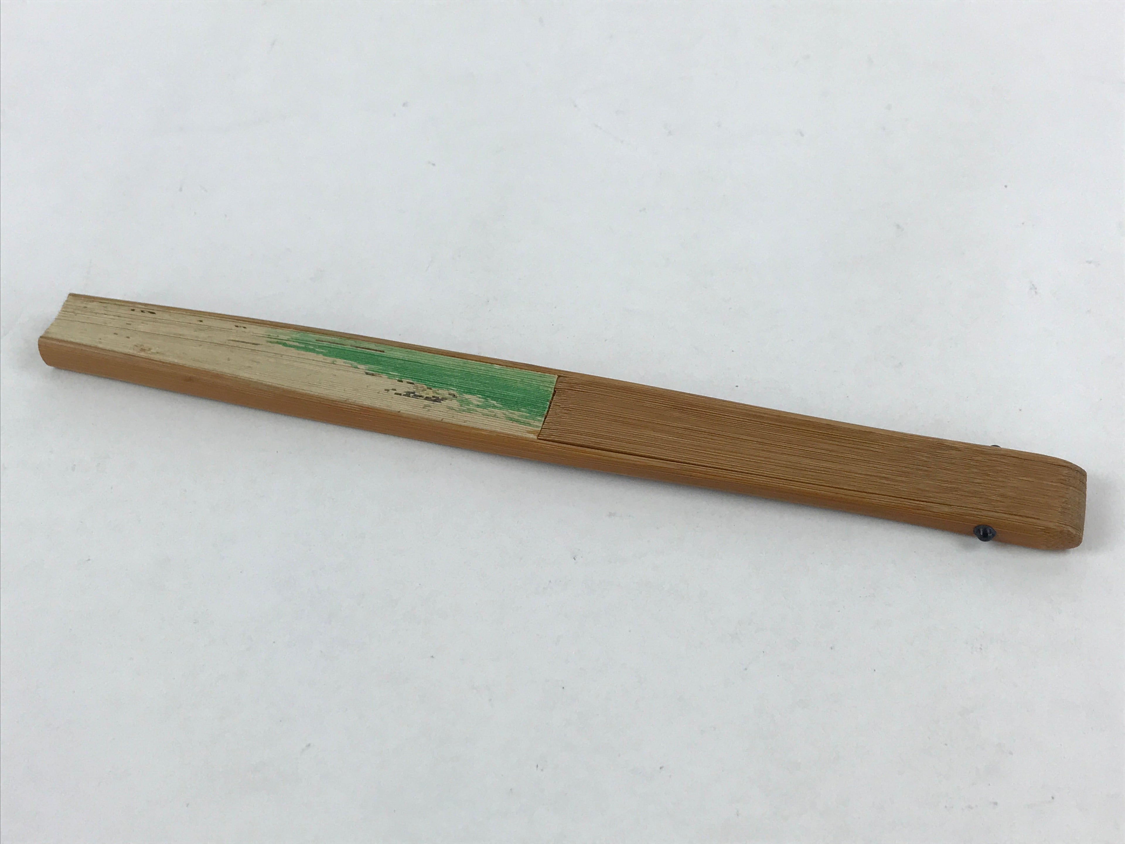 Japanese Folding Fan Sensu Vtg Bamboo Yacht Kanji Characters Cream Seal 4D665