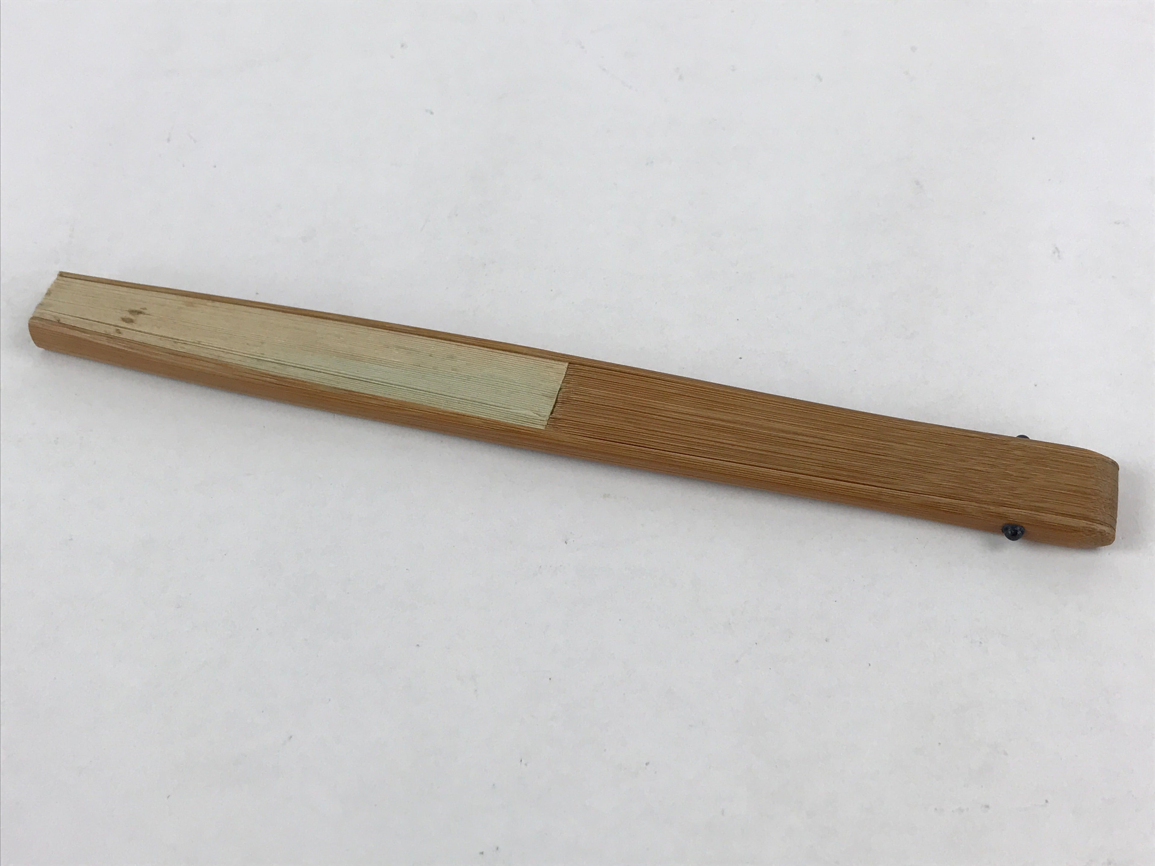 Japanese Folding Fan Sensu Vtg Bamboo Yacht Kanji Characters Cream Seal 4D665