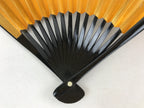 Japanese Folding Fan Sensu Vtg Black Bamboo Frame Gold Silver W/ Box 4D708