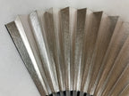 Japanese Folding Fan Sensu Vtg Black Bamboo Frame Gold Silver W/ Box 4D708