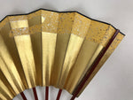 Japanese Folding Fan Sensu Vtg Dark Red Bamboo Frame Gold Foil W/ Box 4D701
